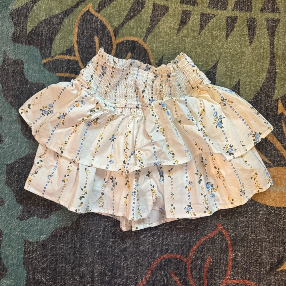 Wild Fable XS Flower Print Skort White Blue Yellow Floral Cottage Coquette